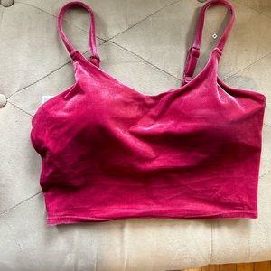 Athleta Women's Small S Elation N Neck Pink Velvet Cropped Top NWT